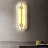Modern Alabaster Stone Wall Sconce Elegant Brass LED Indoor Light for Hallway and Bedroom