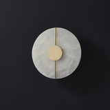 Modern Alabaster Stone Wall Sconce Elegant Brass LED Indoor Light for Hallway and Bedroom