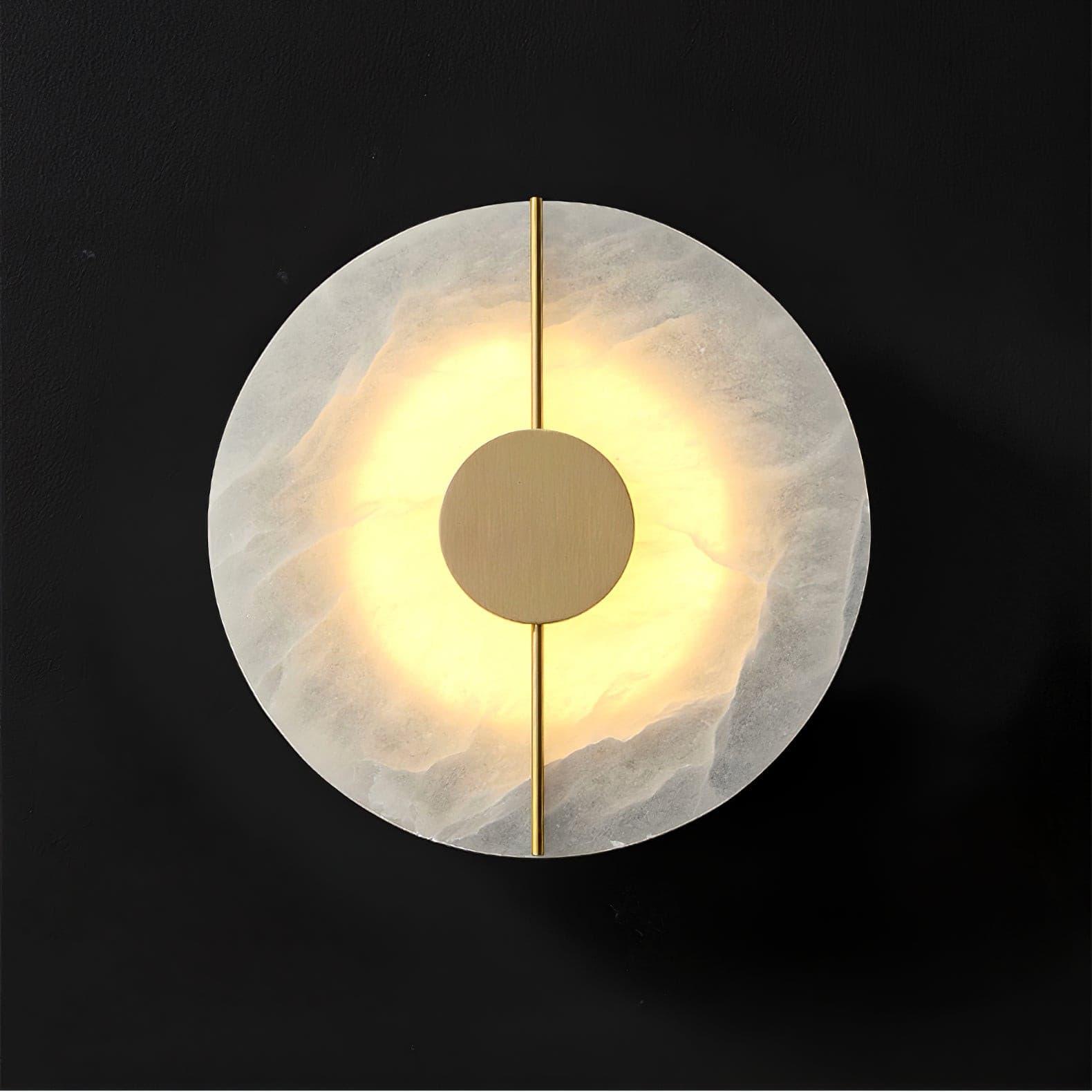 Modern Alabaster Stone Wall Sconce Elegant Brass LED Indoor Light for Hallway and Bedroom
