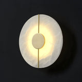 Modern Alabaster Stone Wall Sconce Elegant Brass LED Indoor Light for Hallway and Bedroom