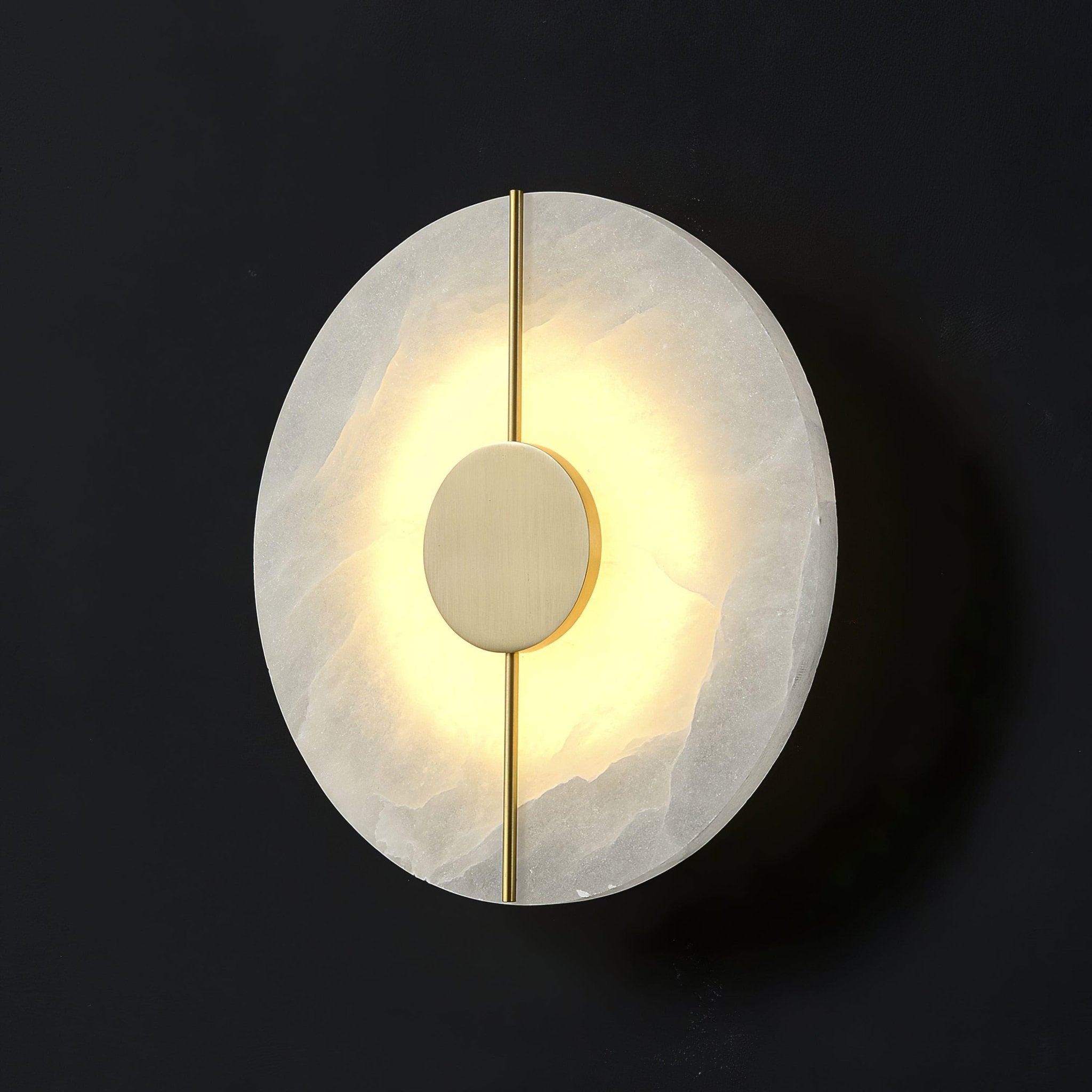 Modern Alabaster Stone Wall Sconce Elegant Brass LED Indoor Light for Hallway and Bedroom