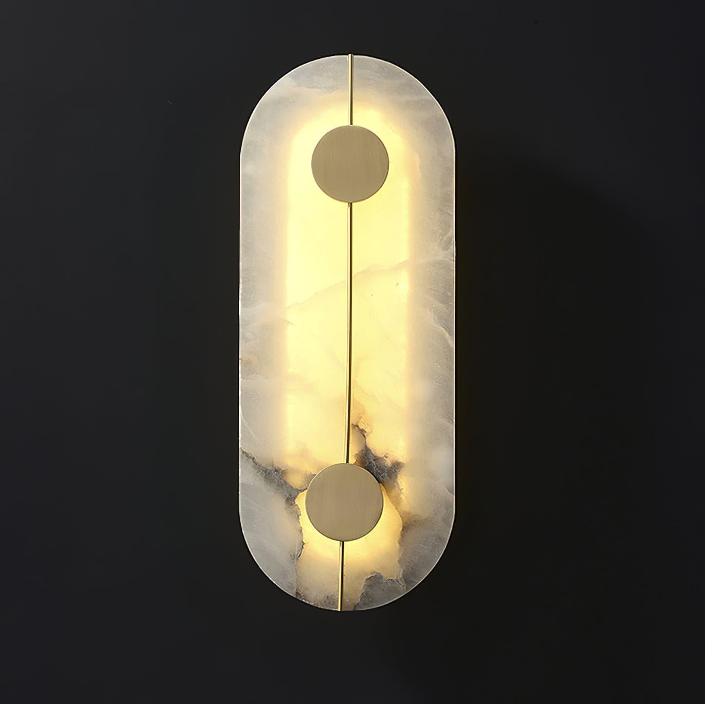 Modern Alabaster Stone Wall Sconce Elegant Brass LED Indoor Light for Hallway and Bedroom