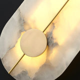 Modern Alabaster Stone Wall Sconce Elegant Brass LED Indoor Light for Hallway and Bedroom