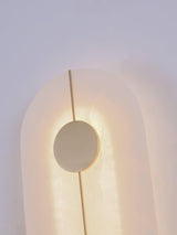 Modern Alabaster Stone Wall Sconce Elegant Brass LED Indoor Light for Hallway and Bedroom