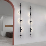 Modern Alabaster Vertical LED Wall Sconce Slim Minimalist Lighting in Gold and Black Finish