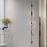 Modern Alabaster Vertical LED Wall Sconce Slim Minimalist Lighting in Gold and Black Finish