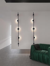 Modern Alabaster Vertical LED Wall Sconce Slim Minimalist Lighting in Gold and Black Finish