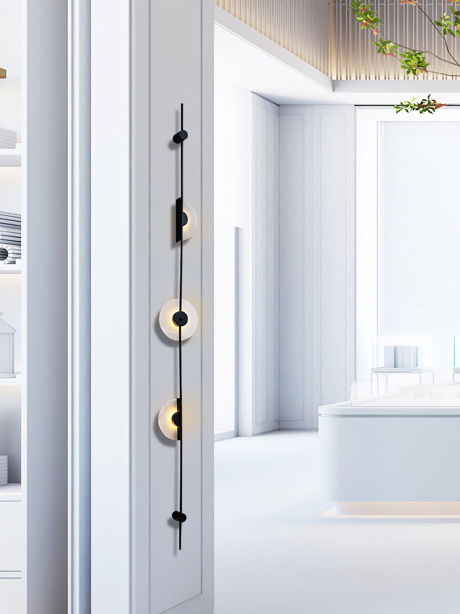 Modern Alabaster Vertical LED Wall Sconce Slim Minimalist Lighting in Gold and Black Finish