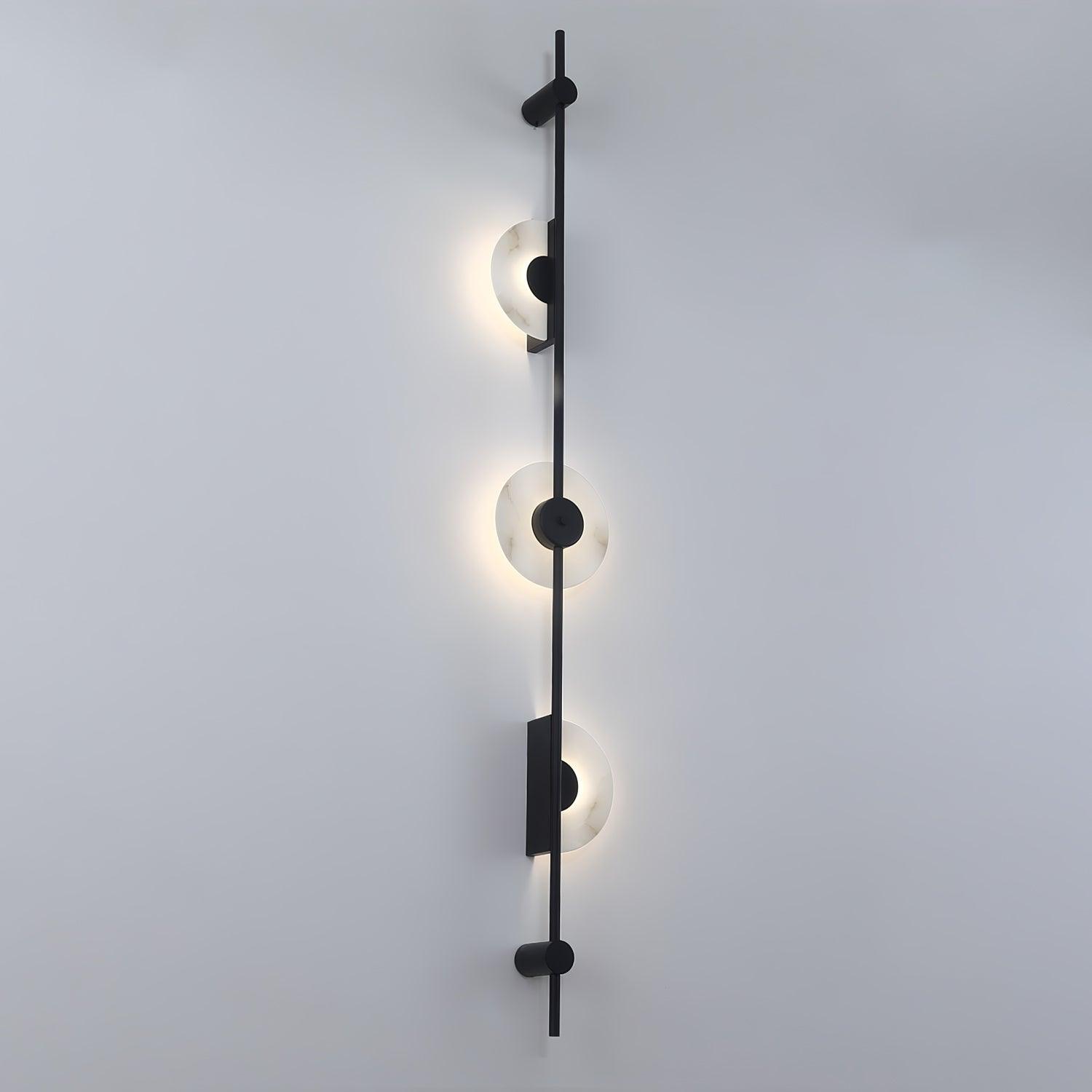 Modern Alabaster Vertical LED Wall Sconce Slim Minimalist Lighting in Gold and Black Finish