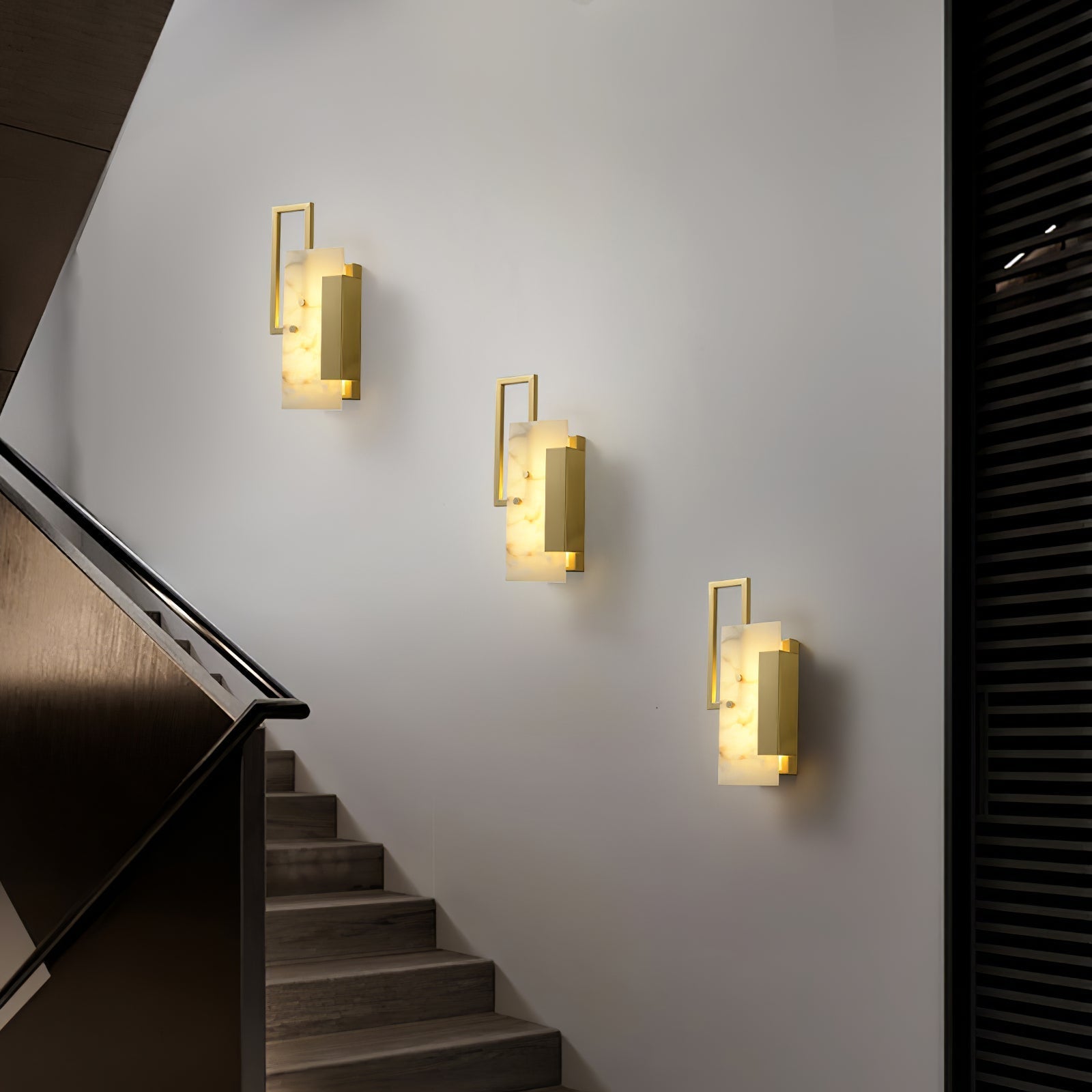 Modern Althea Alabaster LED Wall Sconce with Brass Finish for Living Room Hallway Lighting
