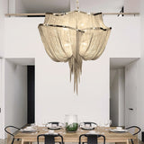 Modern Aluminum Chain Chandelier Shimmering Waterfall Pendant Light for Dining Room