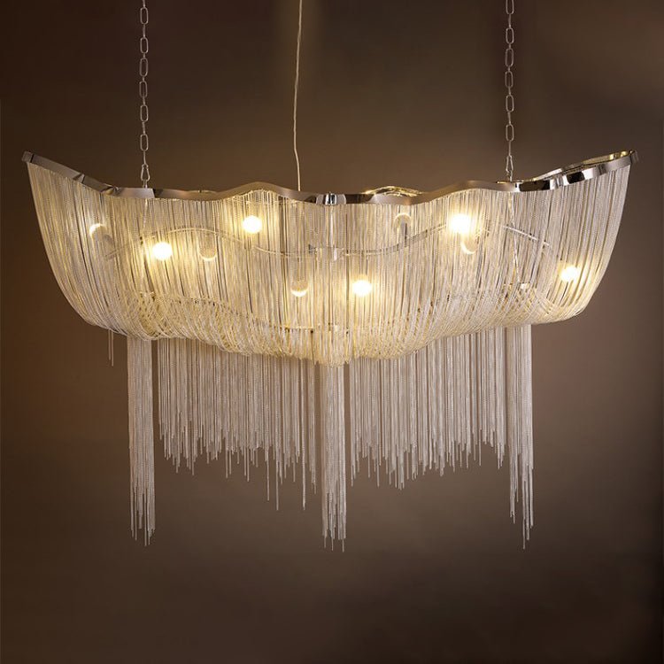 Modern Aluminum Chain Chandelier Shimmering Waterfall Pendant Light for Dining Room