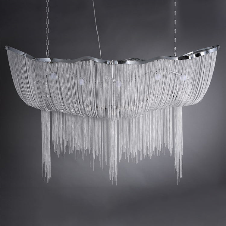 Modern Aluminum Chain Chandelier Shimmering Waterfall Pendant Light for Dining Room