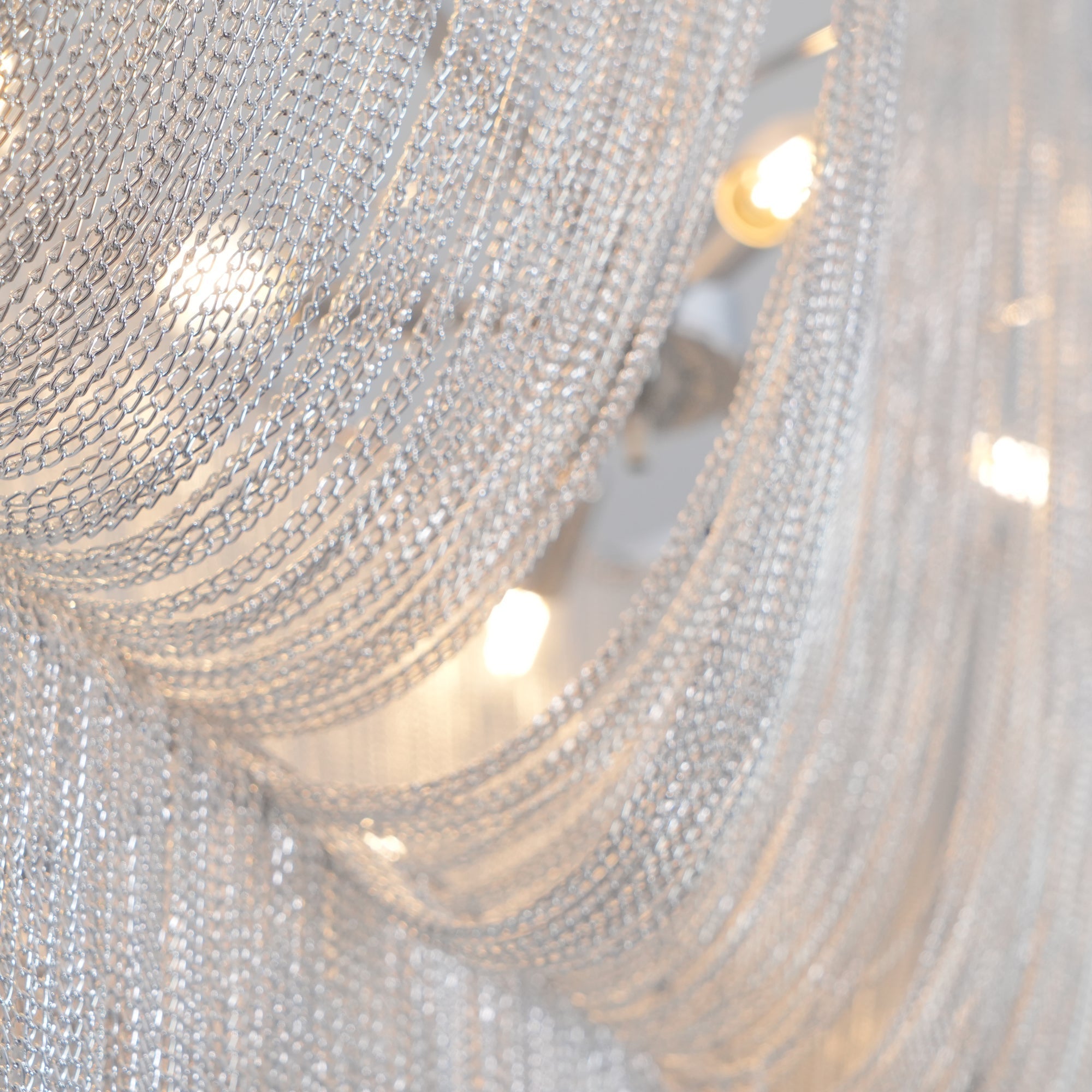 Modern Aluminum Chain Chandelier Shimmering Waterfall Pendant Light for Dining Room