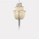 Modern Aluminum Chain Chandelier Shimmering Waterfall Pendant Light for Dining Room