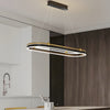Modern Aluminum Oval Ring LED Chandelier Adjustable Hanging Pendant Light for Dining Room