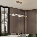 Modern Aluminum Oval Ring LED Chandelier Adjustable Hanging Pendant Light for Dining Room