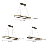 Modern Aluminum Oval Ring LED Chandelier Adjustable Hanging Pendant Light for Dining Room