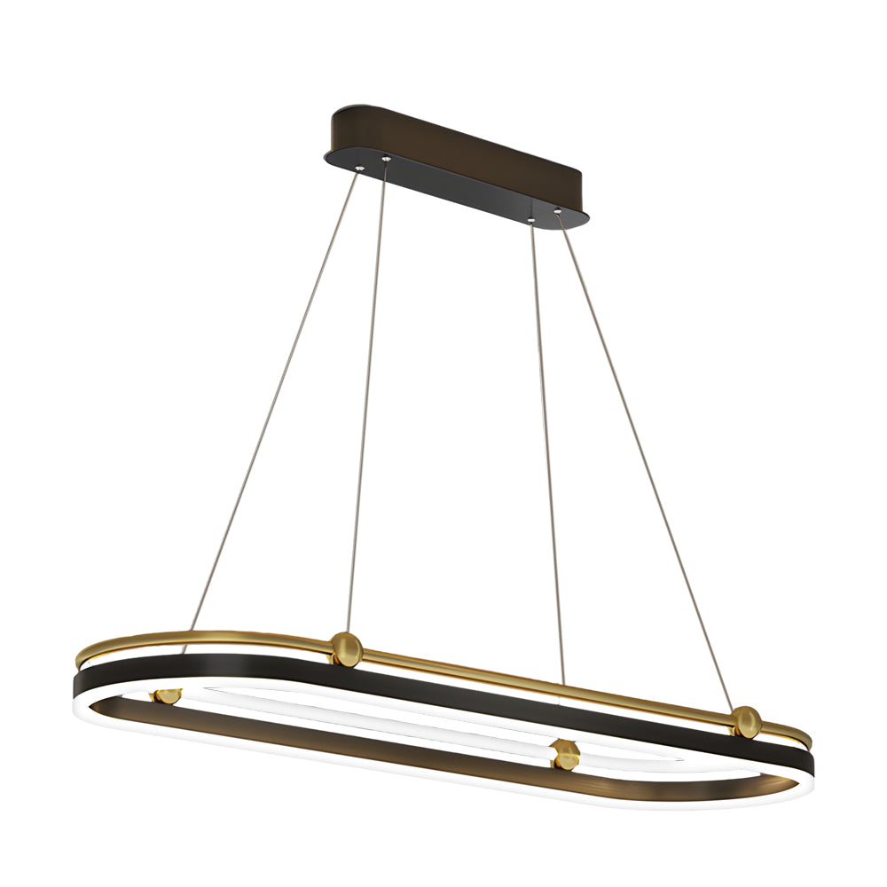 Modern Aluminum Oval Ring LED Chandelier Adjustable Hanging Pendant Light for Dining Room