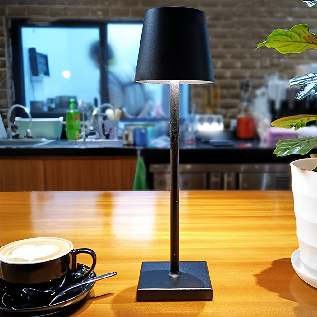 Modern Aluminum Rechargeable Top Hat Table Lamp Dimmable Cordless Touch Control Bedside Light