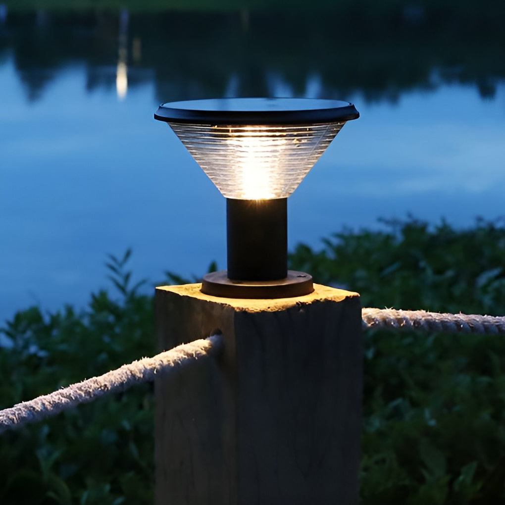 Modern Aluminum Solar Fence Post Light Waterproof Outdoor Garden Pillar Lamp with Remote Control