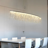 Modern Aluminum Tassel Chain LED Chandelier Dimmable Pendant Light for Dining Room and Bar