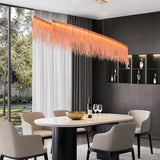 Modern Aluminum Tassel Chain LED Chandelier Dimmable Pendant Light for Dining Room and Bar