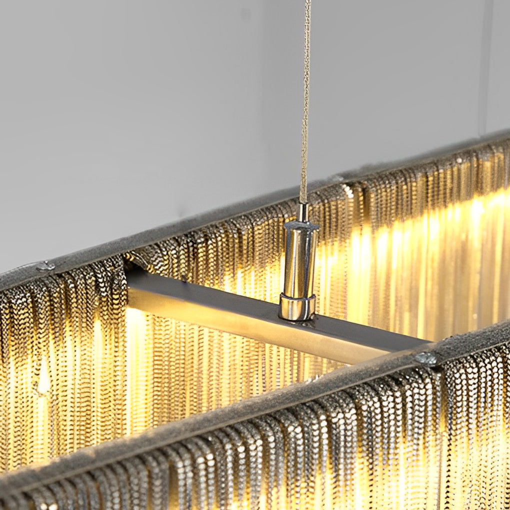 Modern Aluminum Tassel Chain LED Chandelier Dimmable Pendant Light for Dining Room and Bar