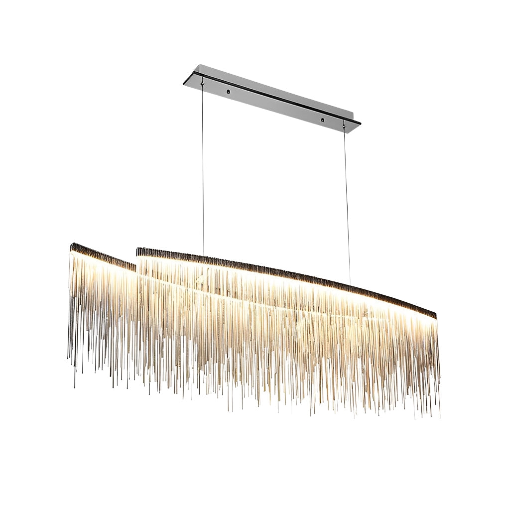 Modern Aluminum Tassel Chain LED Chandelier Dimmable Pendant Light for Dining Room and Bar