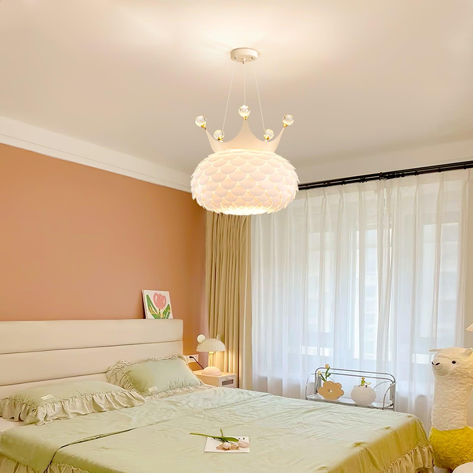 Modern Aluvia Crown Crystal Pendant Lamp Luxury Hanging Light Fixture for Home