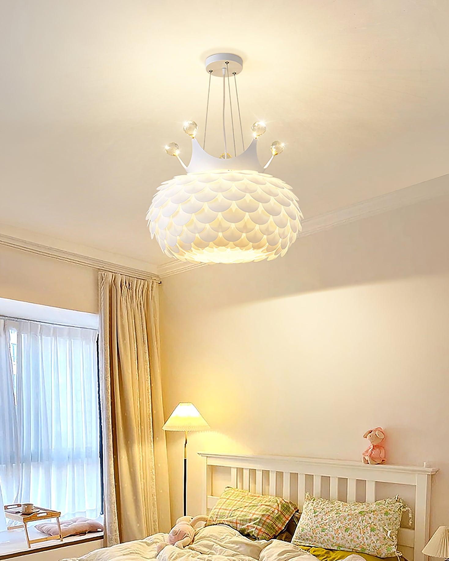 Modern Aluvia Crown Crystal Pendant Lamp Luxury Hanging Light Fixture for Home