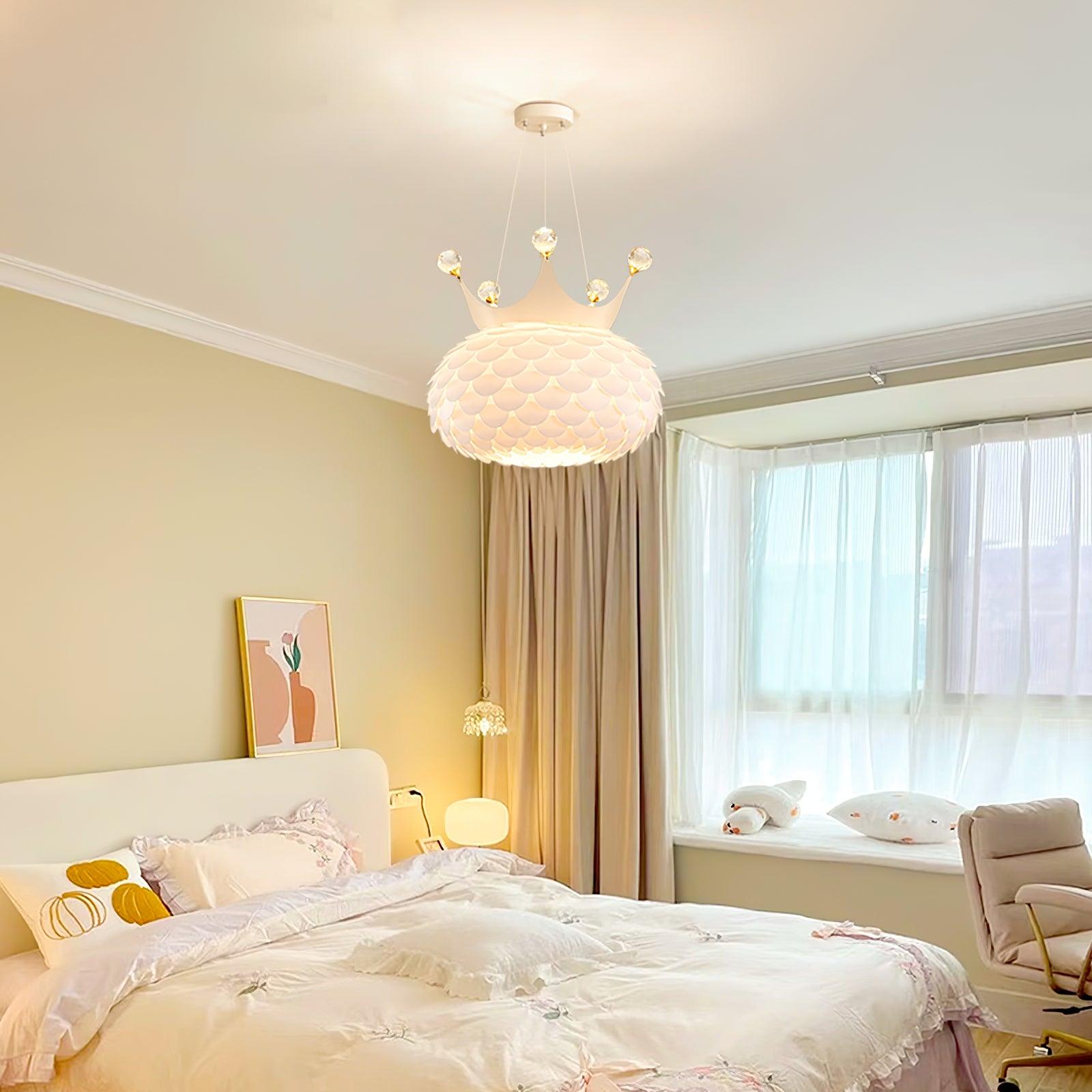 Modern Aluvia Crown Crystal Pendant Lamp Luxury Hanging Light Fixture for Home