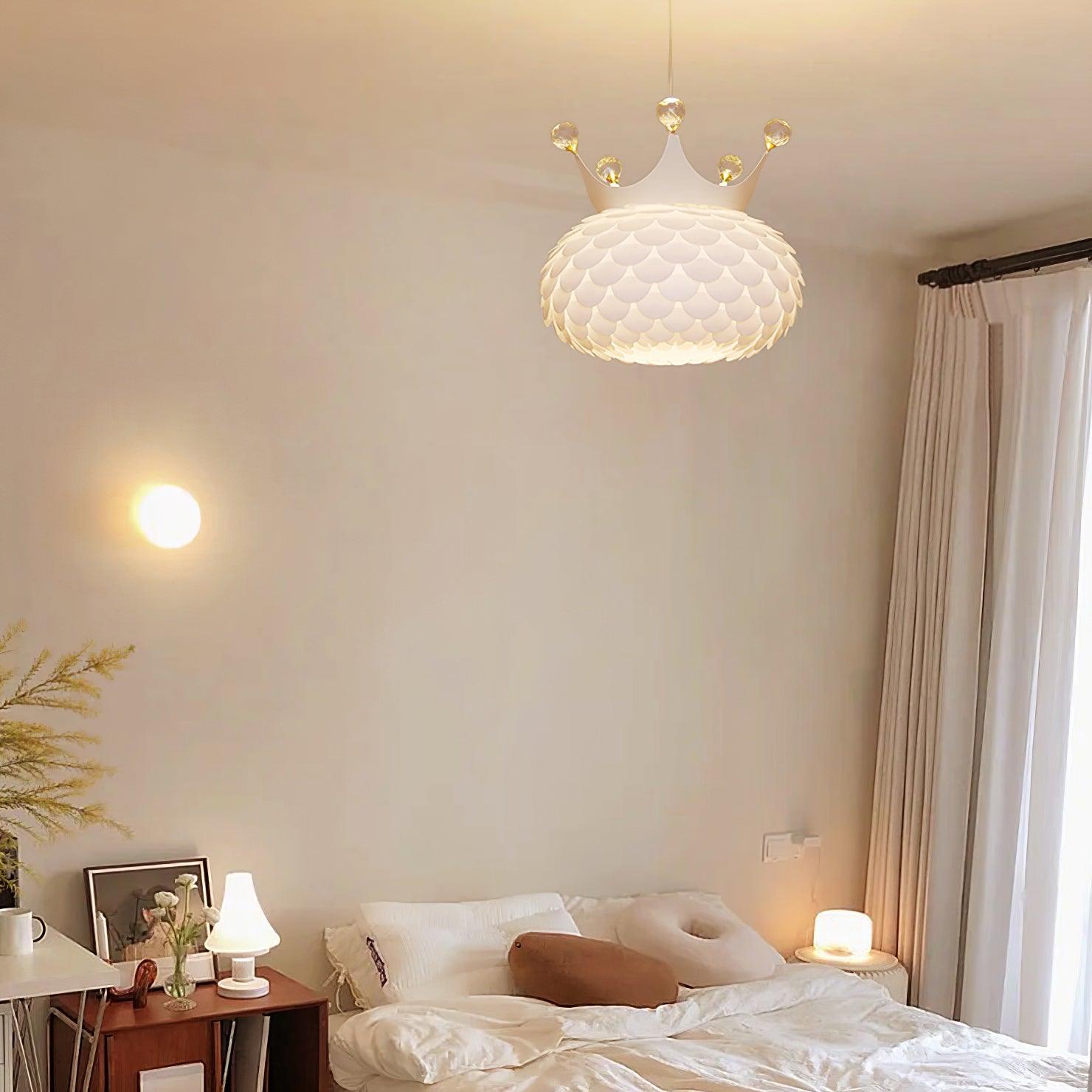 Modern Aluvia Crown Crystal Pendant Lamp Luxury Hanging Light Fixture for Home