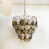 modern-amber-and-transparent-glass-sheet-chandelier-with-gold-or-chrome-metal-frame