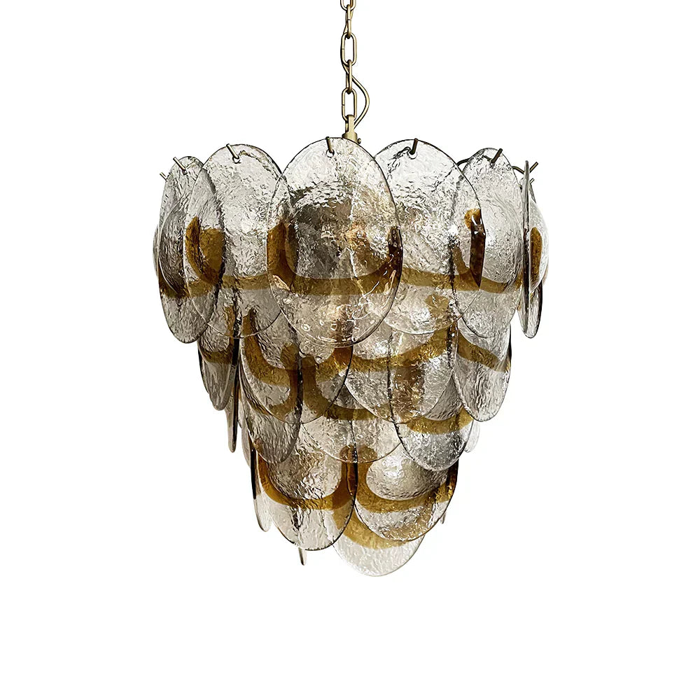modern-amber-and-transparent-glass-sheet-chandelier-with-gold-or-chrome-metal-frame