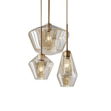 Modern Amber Glass Globe Pendant Light Copper Nordic Industrial Hanging Ceiling Lamp