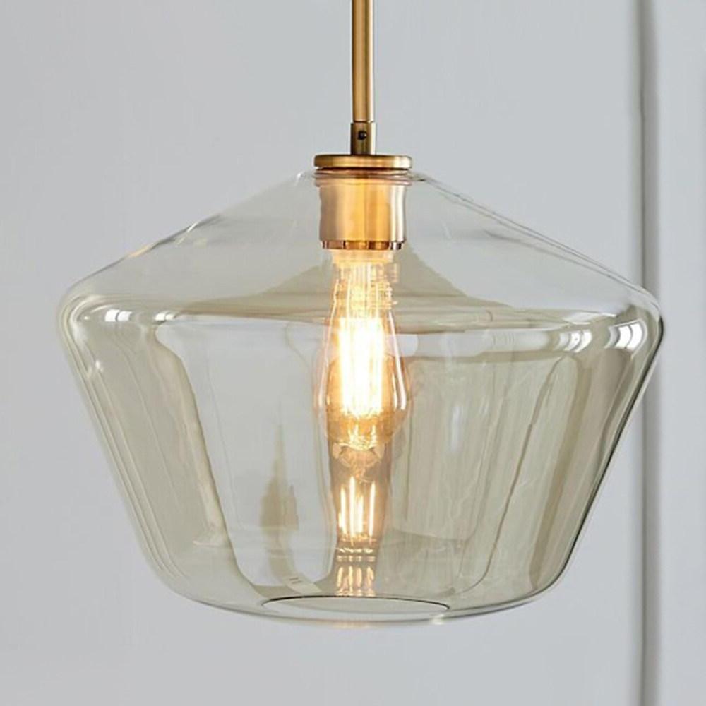 Modern Amber Glass Globe Pendant Light Copper Nordic Industrial Hanging Ceiling Lamp