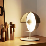 Modern Amber Glass LED Desk Lamp with Two Intersecting Half Spheres for Living Room or Bedroom