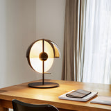 Modern Amber Glass LED Desk Lamp with Two Intersecting Half Spheres for Living Room or Bedroom