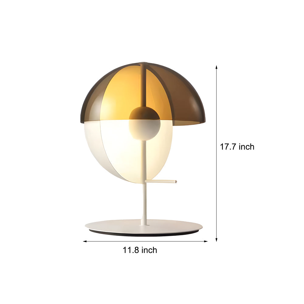 Modern Amber Glass LED Desk Lamp with Two Intersecting Half Spheres for Living Room or Bedroom