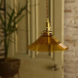 Modern Amber Glass Pendant Light with Brass Fixture for Living Room and Bedroom