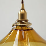 Modern Amber Glass Pendant Light with Brass Fixture for Living Room and Bedroom