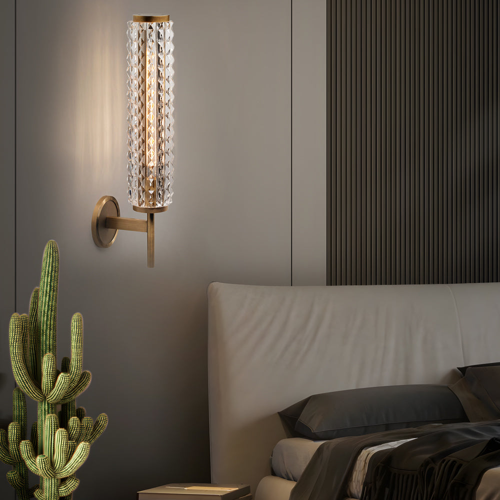 Modern American Style Copper Glass Wall Sconce for Bedroom Luxury Indoor Lighting Fixture