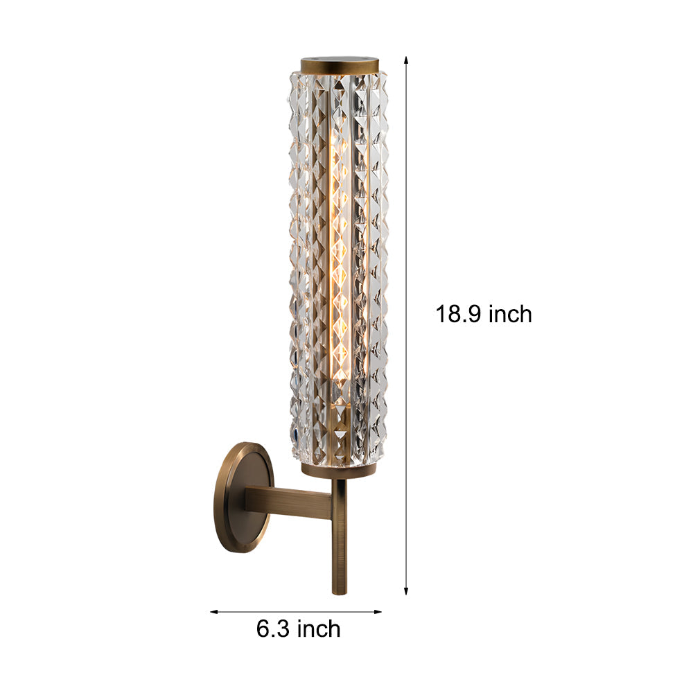 Modern American Style Copper Glass Wall Sconce for Bedroom Luxury Indoor Lighting Fixture