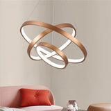 Modern Antique Bronze 3 Tier Ring LED Chandelier Dimmable 31 Inch Pendant Light for Living Room