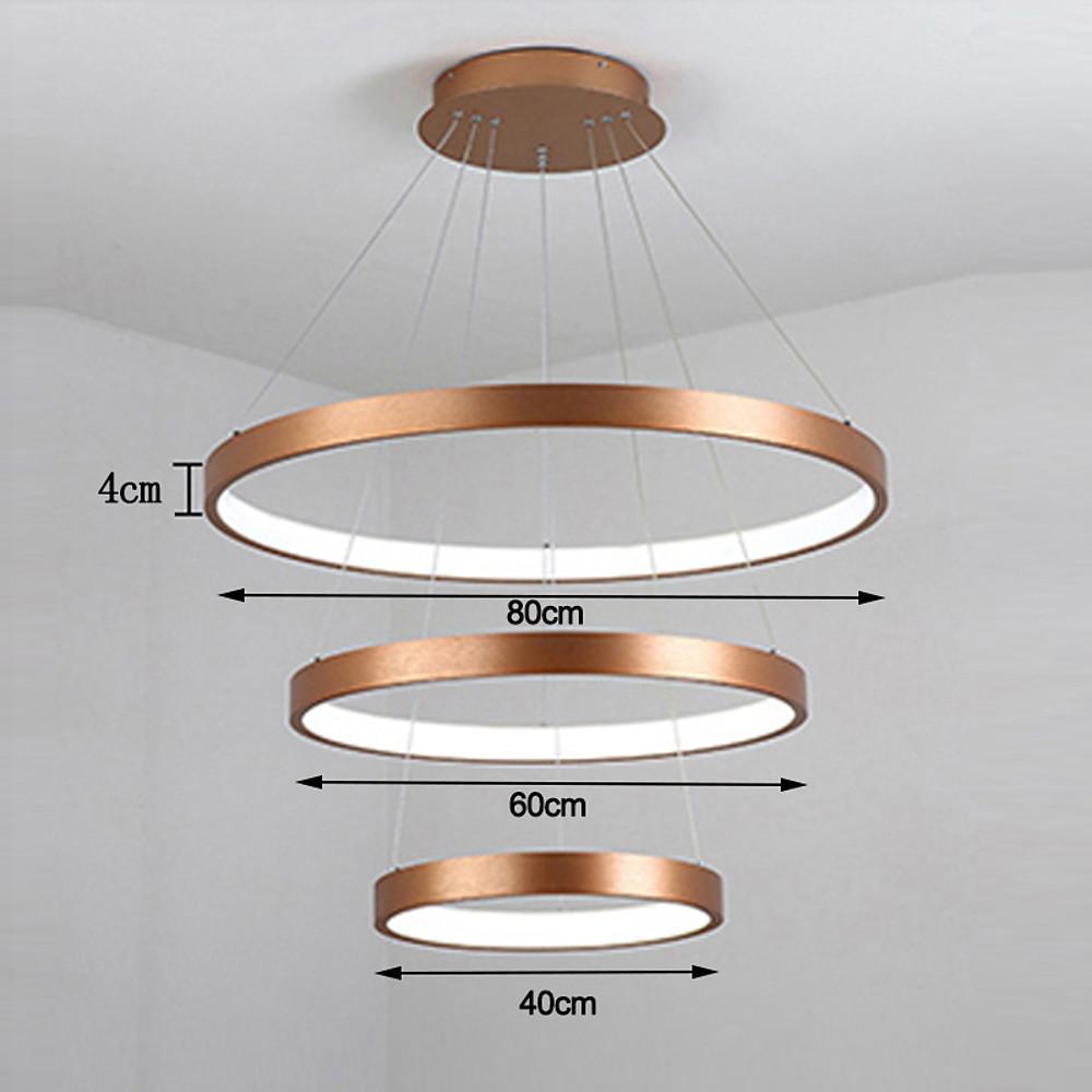 Modern Antique Bronze 3 Tier Ring LED Chandelier Dimmable 31 Inch Pendant Light for Living Room