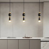 Modern Antique Copper Spindle Pendant Light with Clear Glass Shade for Dining Room and Kitchen