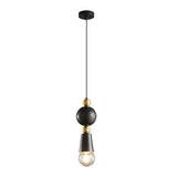 Modern Antique Copper Spindle Pendant Light with Clear Glass Shade for Dining Room and Kitchen