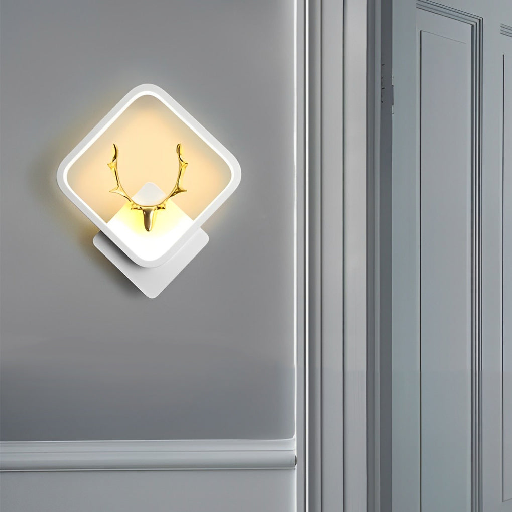 Modern Antler Design LED Wall Lamp Creative Round and Square Minimalist Bedside Sconce Light