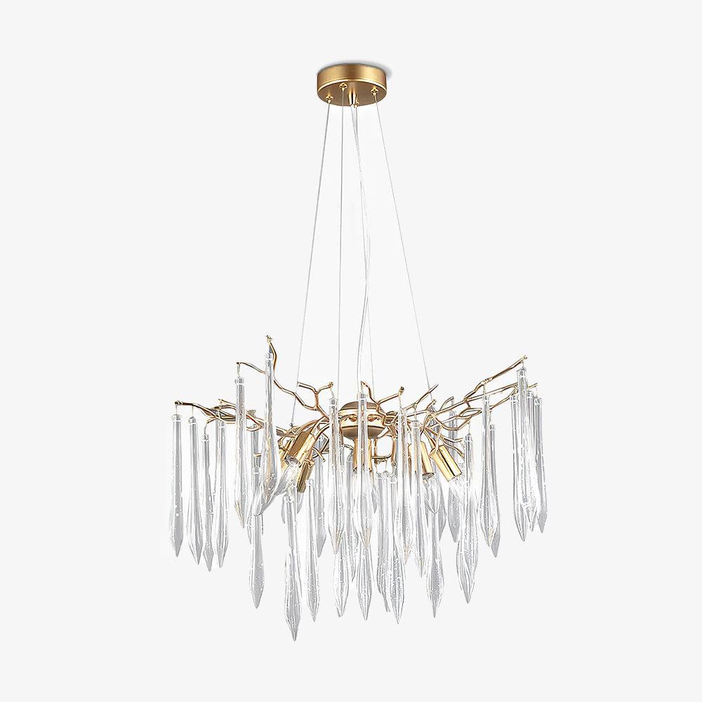 Modern Aqua Funnel Glass Chandelier Waterfall Inspired Gold Pendant Lighting
